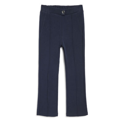 Girls Dark Blue Solid Long Trousers